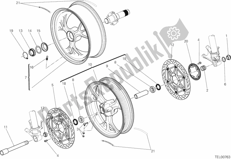 Alle onderdelen voor de Ruota Anteriore E Posteriore van de Ducati Superbike 1299S ABS 2016